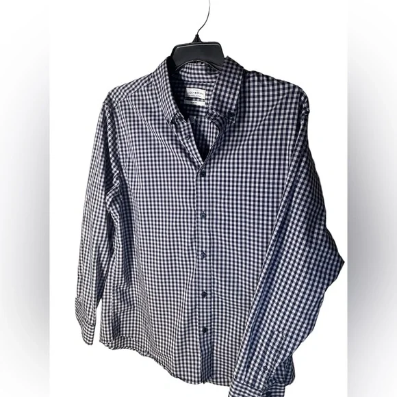 Lucky Brand Shirt Mens Size Slim Fit XL Black and White Plaid Button Up